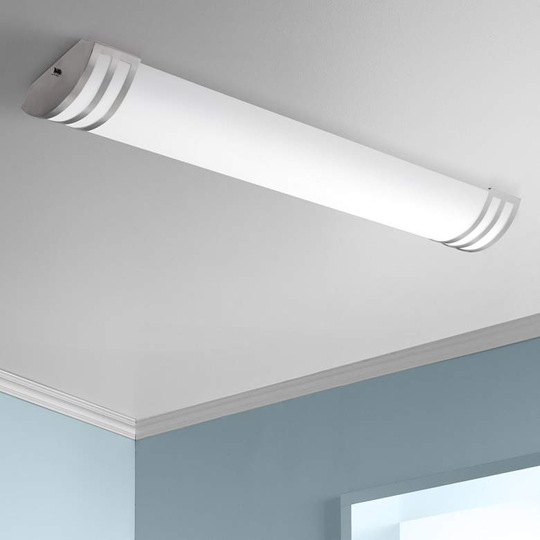 Image 1 Cyber Tech Saturn 48" Wide Satin Nickel LED Puff Ceiling Light