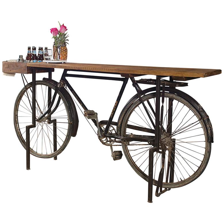 Image 1 Cycle 72 inch Wide Natural Reclaimed Wood Bike Gathering Table