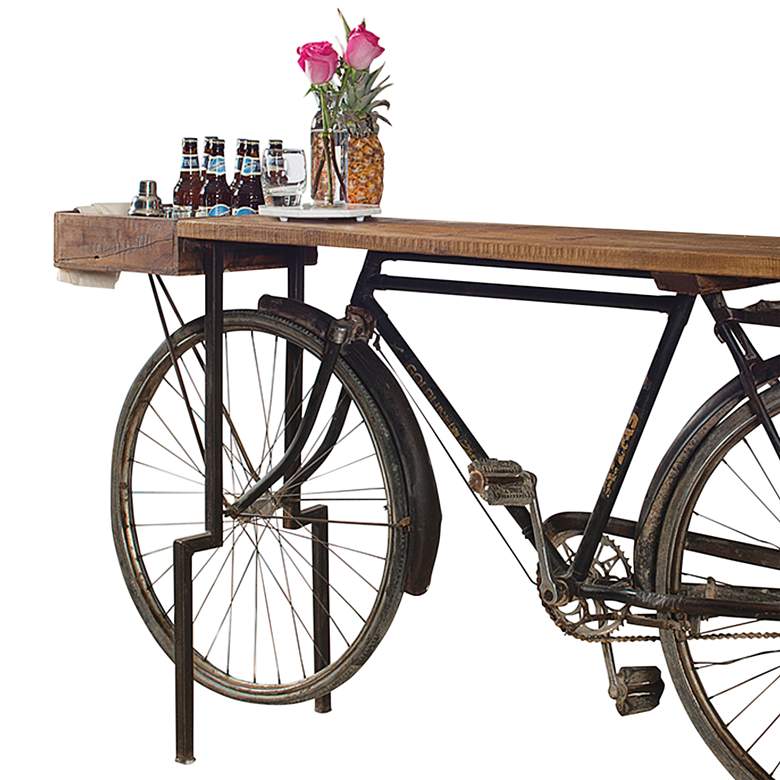 Image 2 Cycle 72" Wide Natural Reclaimed Wood Bike Gathering Table more views