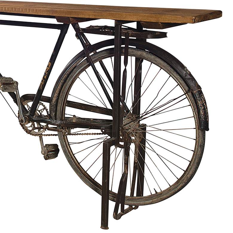 Image 3 Cycle 72" Wide Natural Reclaimed Wood Bike Gathering Table more views