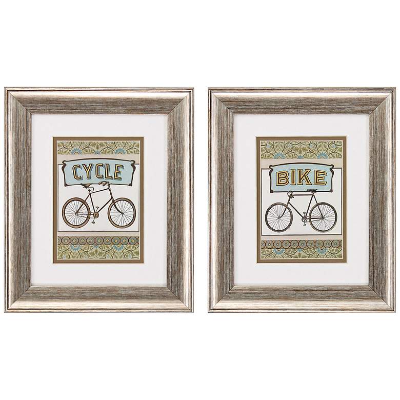 Image 1 Cycle Bike 2-Piece 13 inch High Silver Framed Wall Art Set