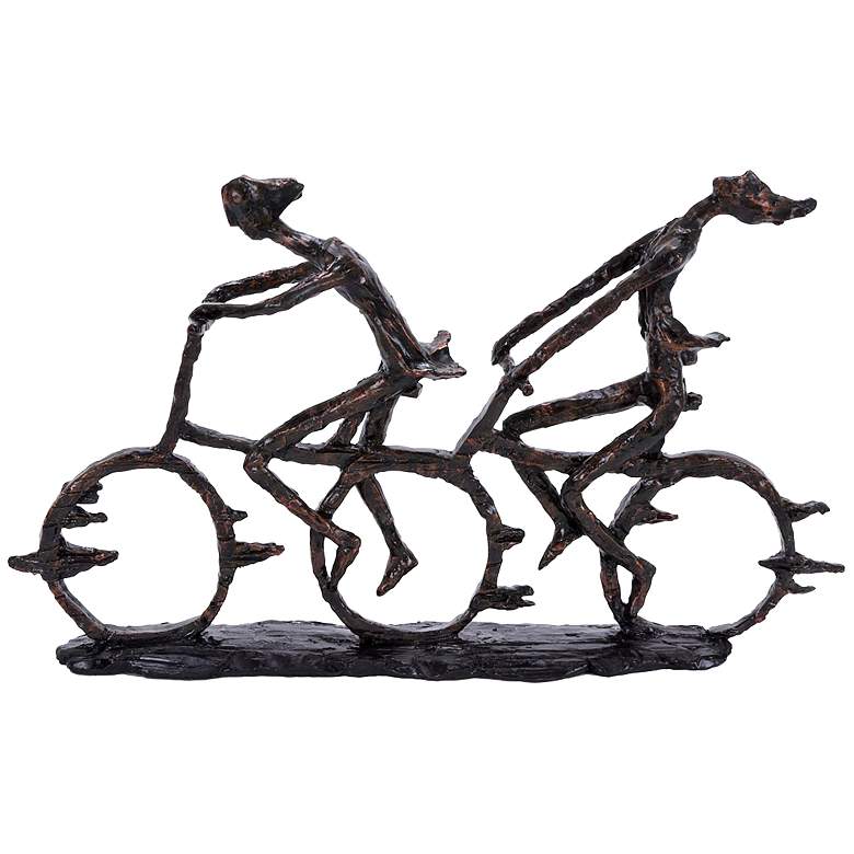 Image 1 Cycling Pair 21 inch Wide Distressed Brown Sculpture