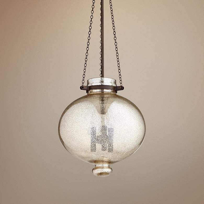 Image 1 Cydney 13 3/4" Wide Bronze Golden Glass Pendant