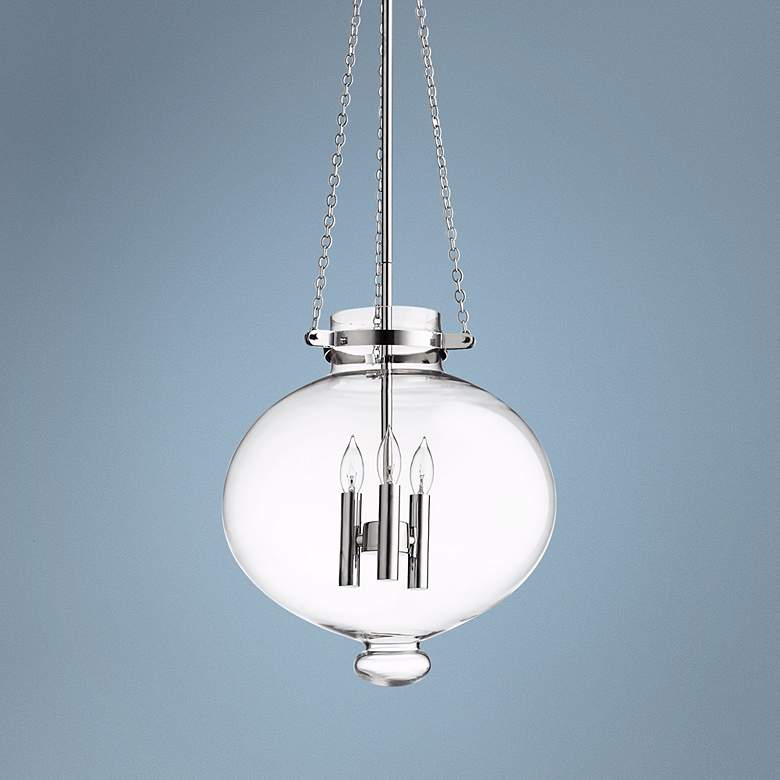 Image 1 Cydney 13 3/4" Wide Chrome Clear Glass Pendant