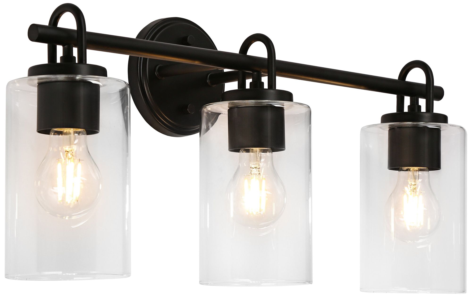 Cylin 3Light Black Bathroom Vanity Light 614F9 Lamps Plus