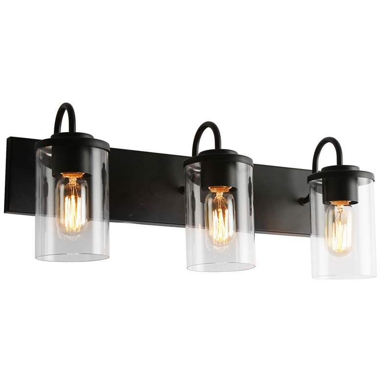 Image 1 Cylin 3-Light Black Bathroom Vanity Light