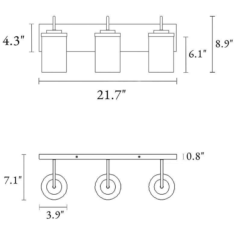 Image 2 Cylin 3-Light Black Bathroom Vanity Light more views