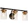 Cylin 3-Light Black Gold Bathroom Vanity Light