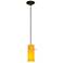 Cylinder 1-Light Pendant - Cord - Oil Rubbed Bronze Finish, Amber Glass