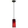 Cylinder 1-Light Pendant - Cord - Oil Rubbed Bronze Finish, Red Glass Shade