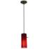 Cylinder 1-Light Pendant - Cord - Oil Rubbed Bronze Finish, Red Glass Shade