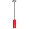 Cylinder 1-Light Pendant - Rods - Brushed Steel Finish, Red Glass Shade