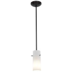 Cylinder 1-Light Pendant - Rods - Oil Rubbed Bronze Finish, Opal Glass