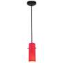 Cylinder 1-Light Pendant - Rods - Oil Rubbed Bronze Finish, Red Glass Shade