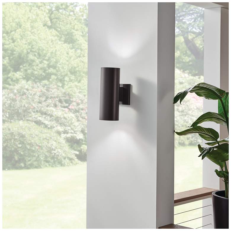 Image 1 Cylinder 12" High Architectural Bronze Outdoor Wall Light