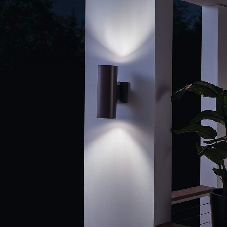 Image 4 Cylinder 12" High Architectural Bronze Outdoor Wall Light more views