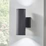 1_Cylinder 12"H Textured Black Up-Down LED Outdoor Wall Light