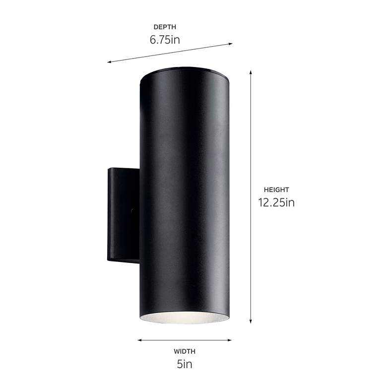 Image 5 Cylinder 12"H Textured Black Up-Down LED Outdoor Wall Light more views