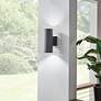 6_Cylinder 12"H Textured Black Up-Down LED Outdoor Wall Light more views