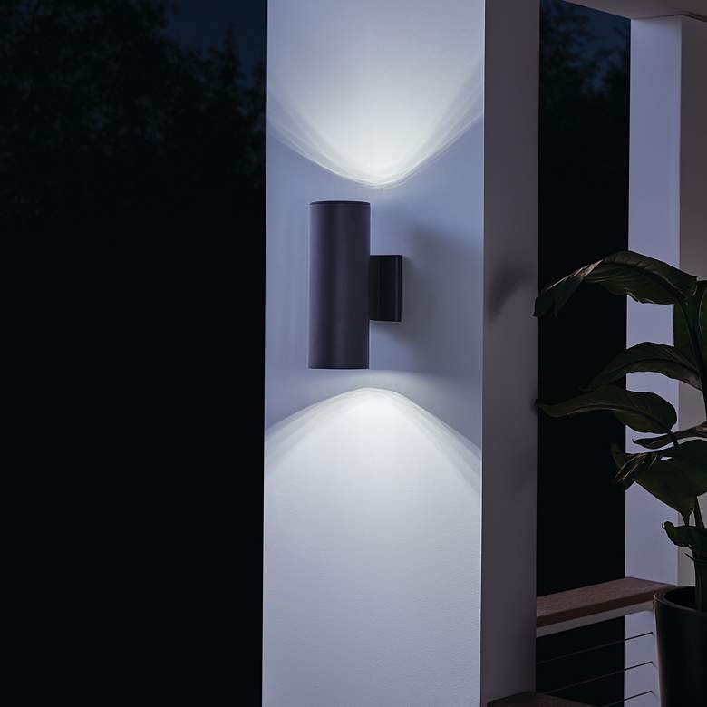 Image 7 Cylinder 12"H Textured Black Up-Down LED Outdoor Wall Light more views