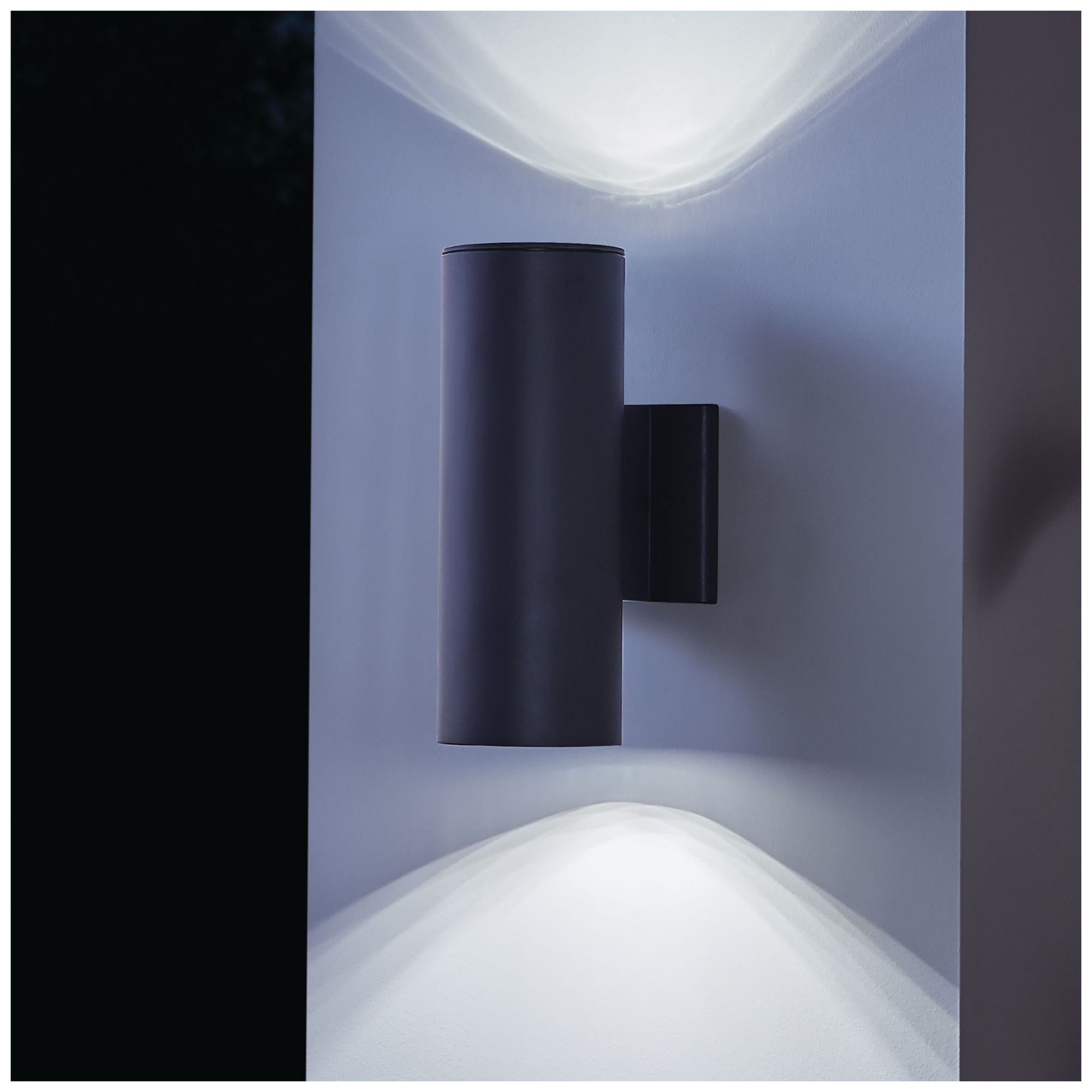 Cylinder 12"H Textured Black Up-Down LED Outdoor Wall Light