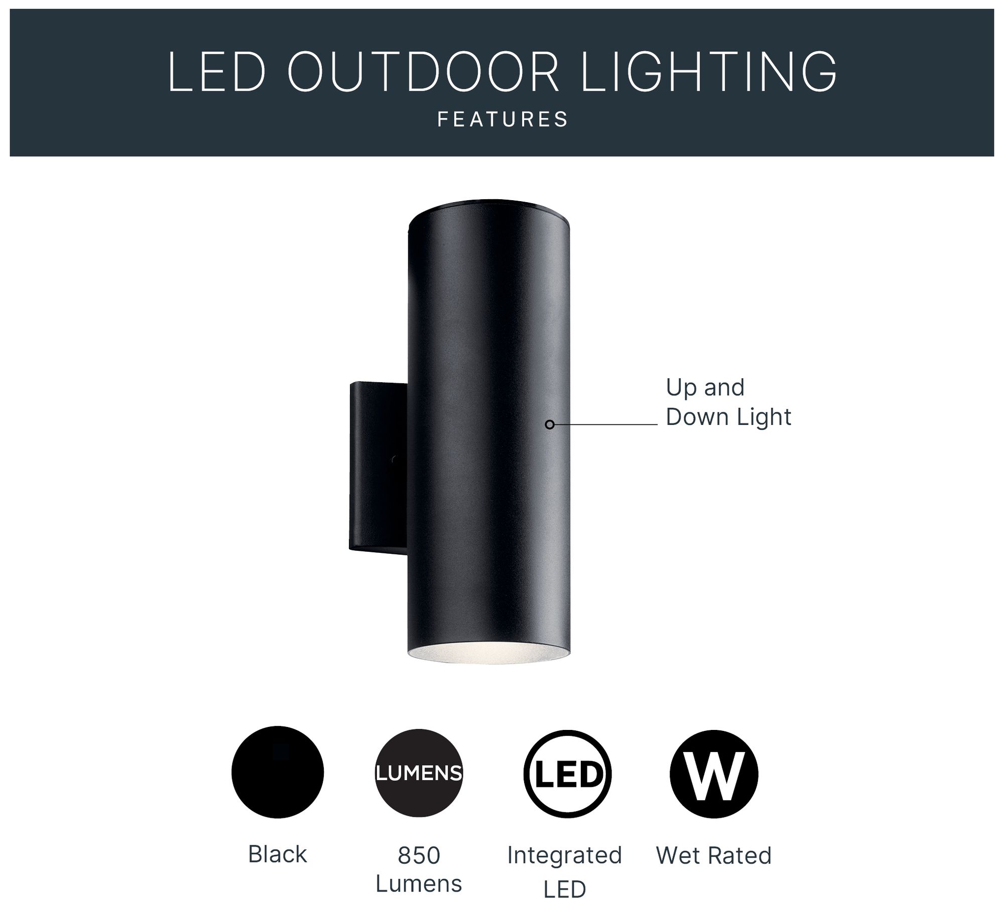 Cylinder 12"H Textured Black Up-Down LED Outdoor Wall Light