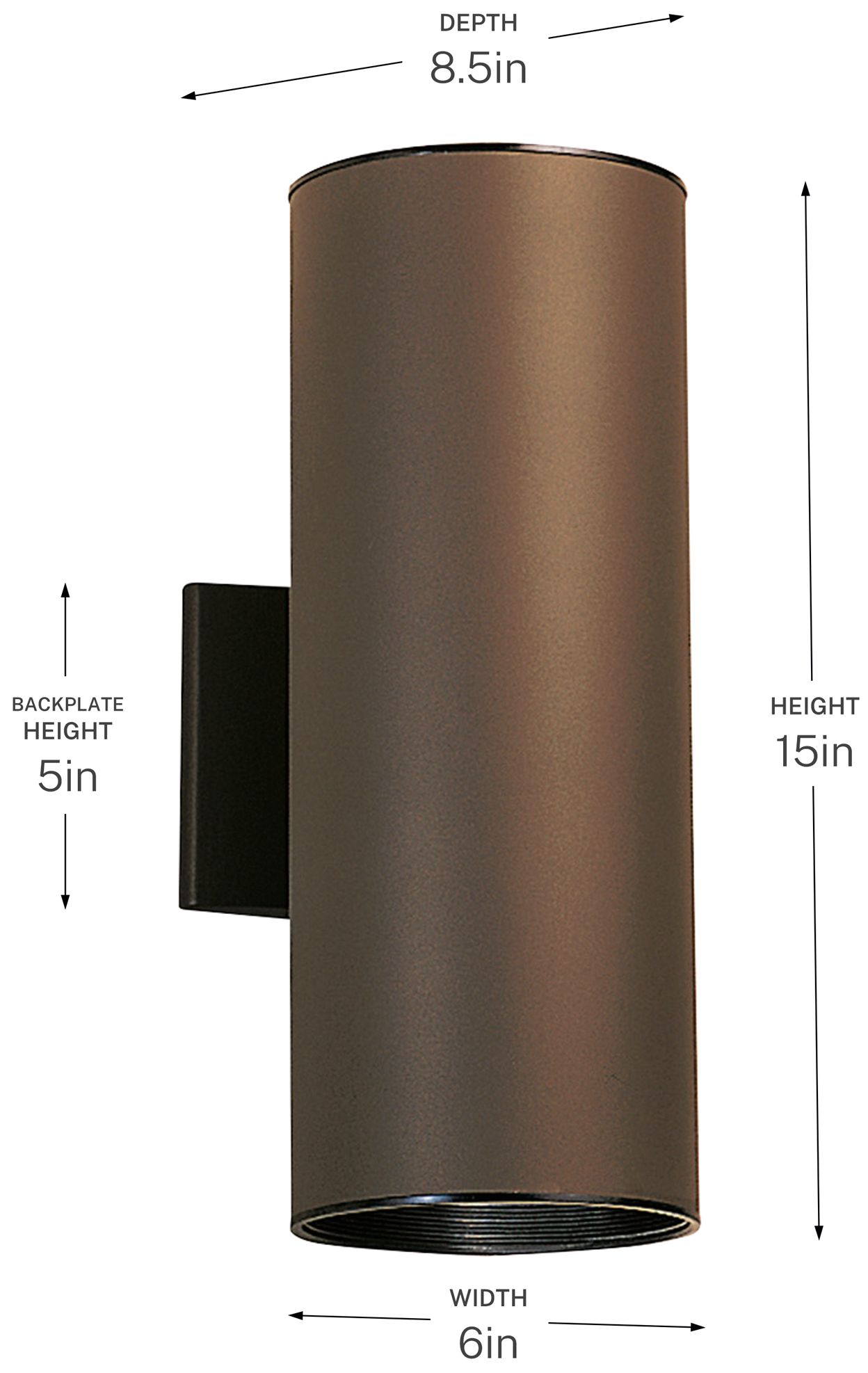 Cylinder 14 3/4"H Architectural Bronze Outdoor Wall Light