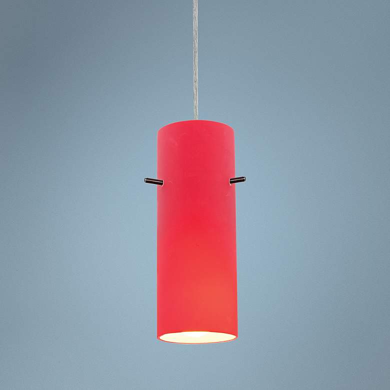 Image 1 Cylinder 4" Wide Brushed Steel Mini Pendant