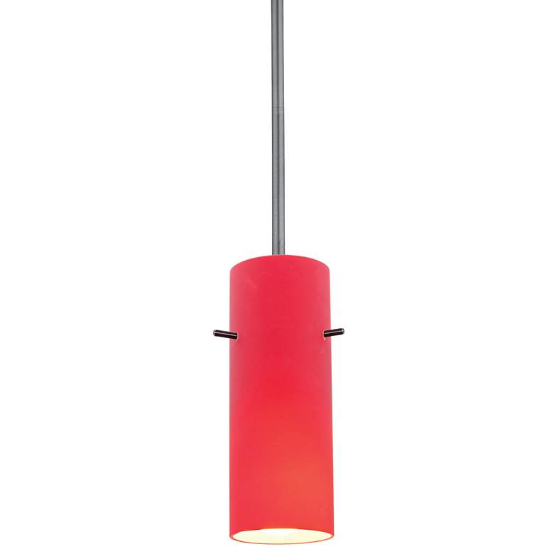 Cylinder 4&quot; Wide Red Glass LED Mini Pendant