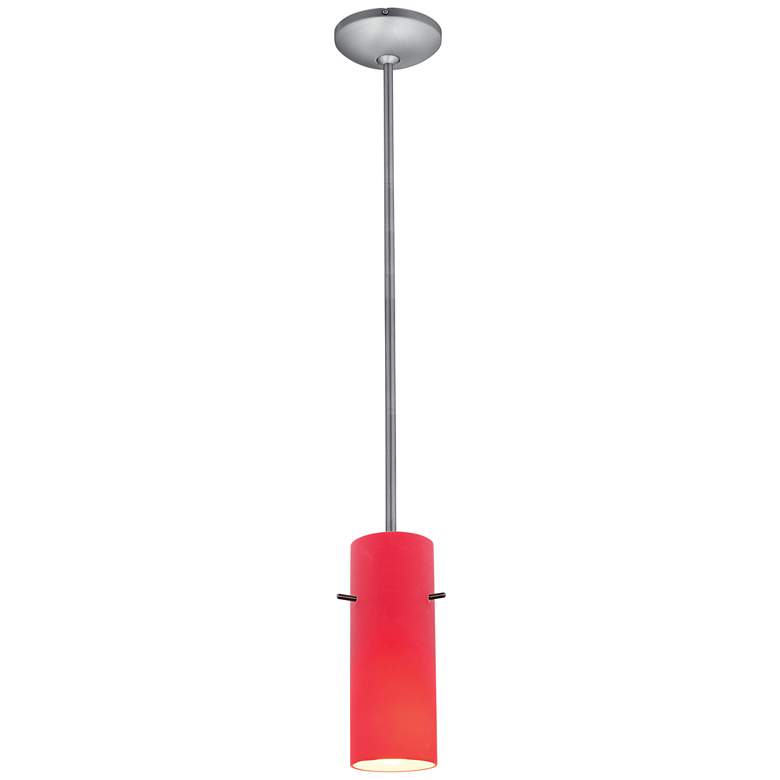 Image 2 Cylinder 4" Wide Red Glass LED Mini Pendant more views
