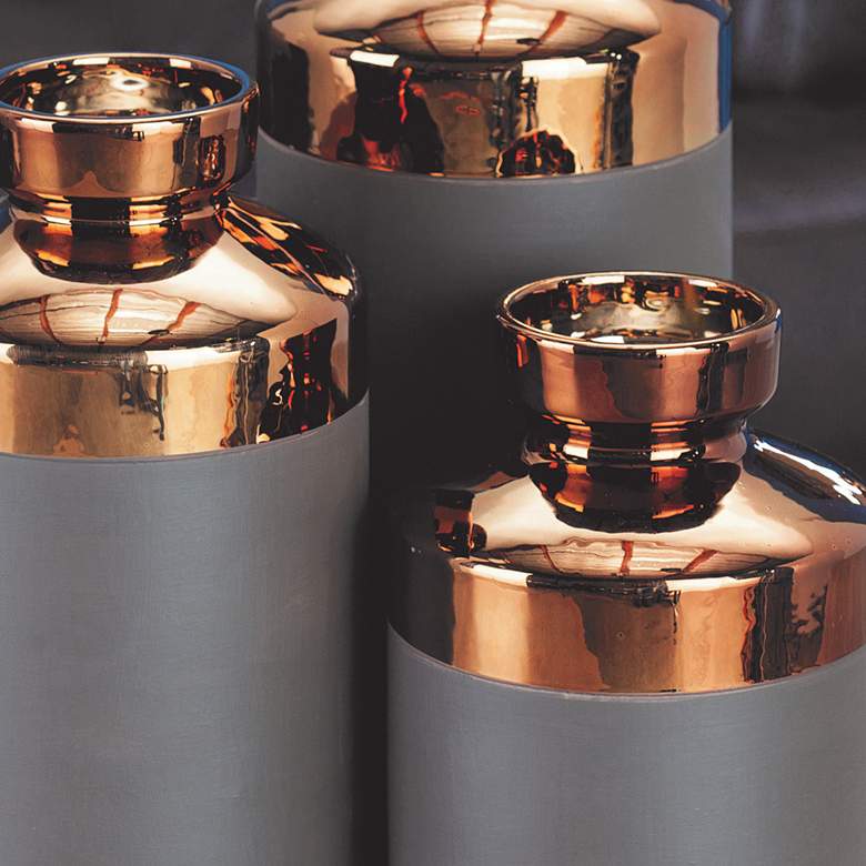 Cylinder Copper and Matte Gray Decorative Vases Set of 3 more views