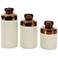 Cylinder Copper and Matte White Decorative Vases Set of 3