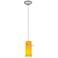 Cylinder - E26 LED Cord Pendant - Brushed Steel Finish, Amber Glass Shade