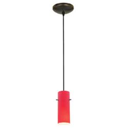 Cylinder - E26 LED Cord Pendant - Oil Rubbed Bronze Finish, Red Glass
