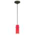 Cylinder - E26 LED Cord Pendant - Oil Rubbed Bronze Finish, Red Glass
