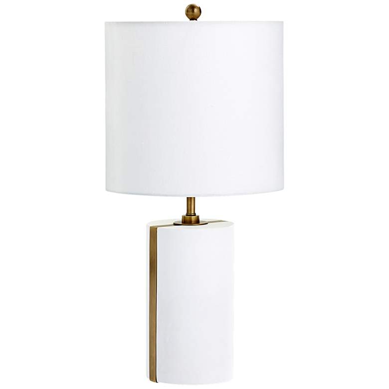 Image 1 Cylindro Brass Stripe White Plaster Table Lamp