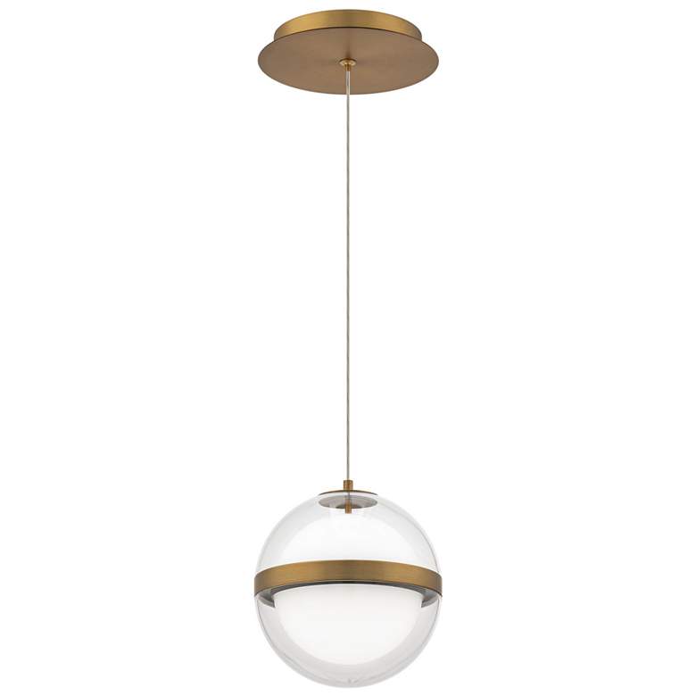 Image 1 Cyllindra 6.38"H x 5.88"W 1-Light Mini-Pendant in Aged Brass