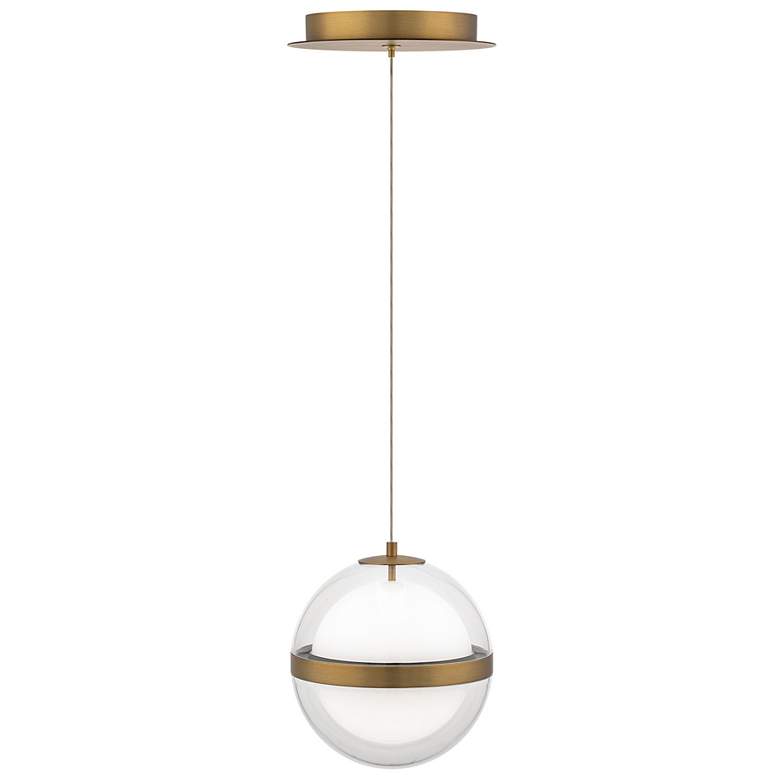 Image 2 Cyllindra 6.38"H x 5.88"W 1-Light Mini-Pendant in Aged Brass more views