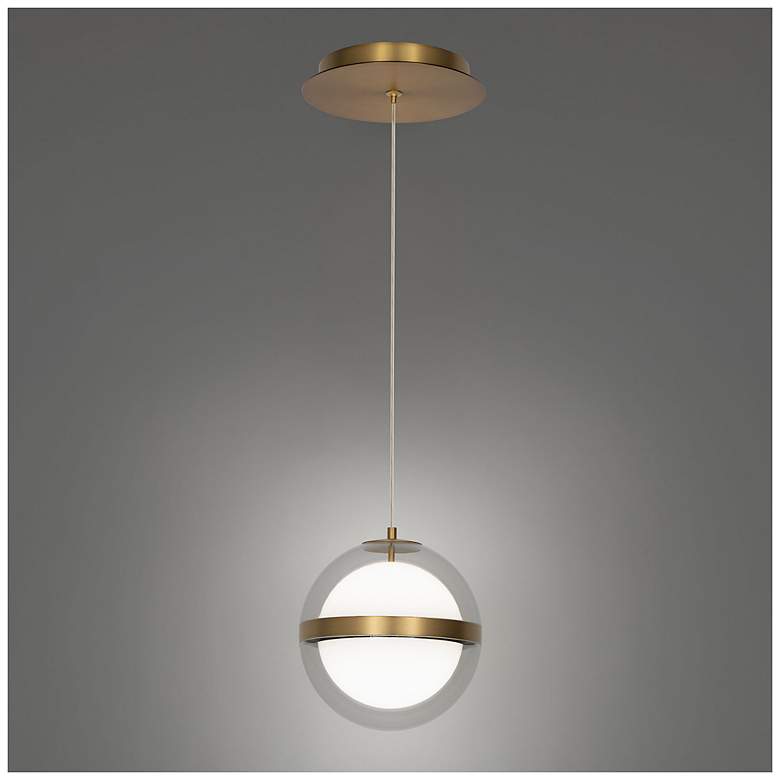Image 3 Cyllindra 6.38"H x 5.88"W 1-Light Mini-Pendant in Aged Brass more views