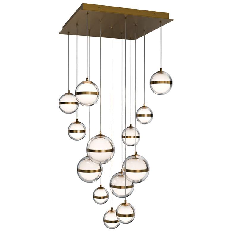 Image 1 Cyllindra 6.38"H x 5.88"W 13-Light Multi-Light Pendant in Aged Brass