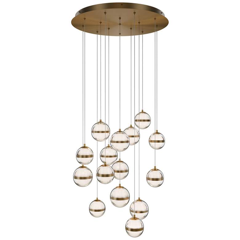 Image 1 Cyllindra 6.38"H x 5.88"W 15-Light Multi-Light Pendant in Aged Brass