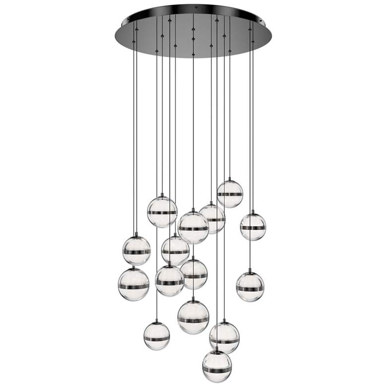 Image 1 Cyllindra 6.38"H x 5.88"W 15-Light Multi-Light Pendant in Black Chrome