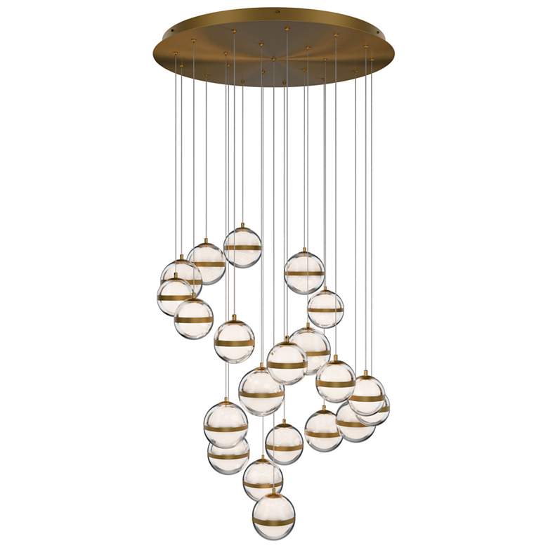 Image 1 Cyllindra 6.38"H x 5.88"W 21-Light Multi-Light Pendant in Aged Brass