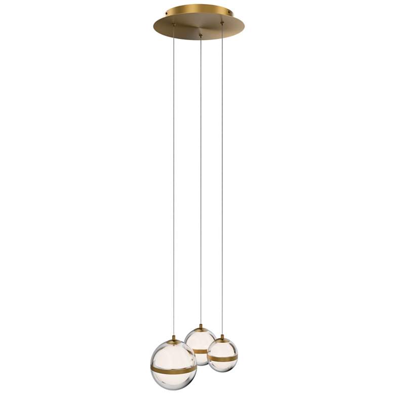 Image 1 Cyllindra 6.38"H x 5.88"W 3-Light Multi-Light Pendant in Aged Brass