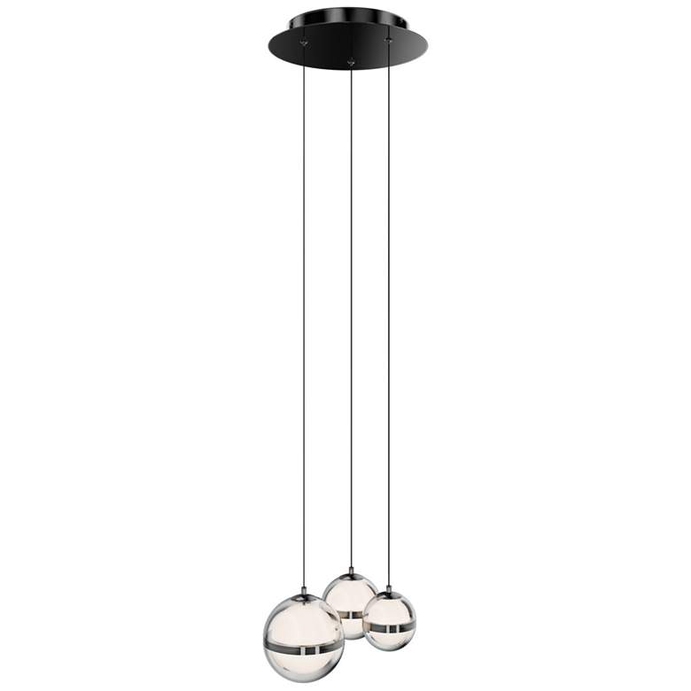 Image 1 Cyllindra 6.38"H x 5.88"W 3-Light Multi-Light Pendant in Black Chrome