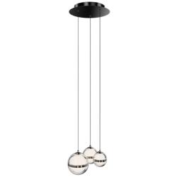 Cyllindra 6.38"H x 5.88"W 3-Light Multi-Light Pendant in Black Chrome