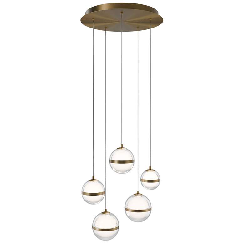 Image 1 Cyllindra 6.38"H x 5.88"W 5-Light Multi-Light Pendant in Aged Brass