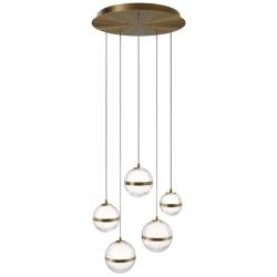 Cyllindra 6.38"H x 5.88"W 5-Light Multi-Light Pendant in Aged Brass