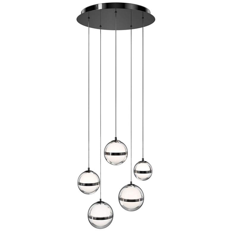 Image 1 Cyllindra 6.38"H x 5.88"W 5-Light Multi-Light Pendant in Black Chrome