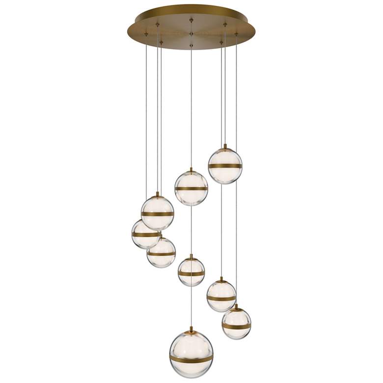 Image 1 Cyllindra 6.38"H x 5.88"W 9-Light Multi-Light Pendant in Aged Brass